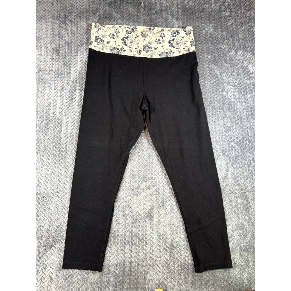 Victoria's Secret Leggings Womens XL Black Floral Stretch High Rise Pull On Yoga